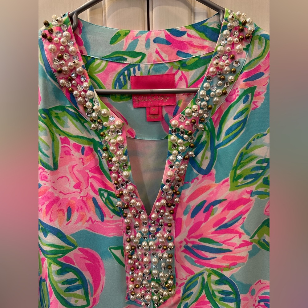 NWT Lilly Pulitzer Elenora Silk Dress, Multi Totally Blossom, Medium